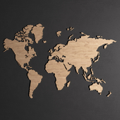Wooden panel - world map