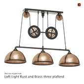 Hanging chandelier Loft Light Rust and Brass three plafond