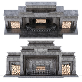 FIREPLACE WITH FIREWOODS _ Fireplace with wood