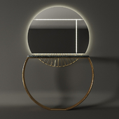 Marble & Gold Ring Console & Mirror