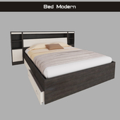 Кровать модерн  двуспальная с полками и ящиками