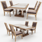 Dining table with chairs in classic style