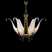 Iris Leaves chandelier in Murano glass and brass