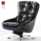 PEEM Finland_Black Leather Swivel Chair