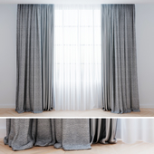 Curtains grey with tulle| Шторы современные