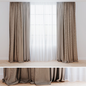 Curtains beige with tulle| Шторы современные