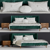 Modrest Durango Modern Green Fabric & Walnut Bed
