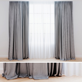 Curtains grey with tulle| Шторы современные