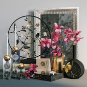 Decorative set with magnolia flower