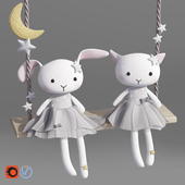 Rabbit and Cat Plush Swing Toy