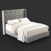 Overstock Diamond Tufted Wingback Bed in Grey by Baxton Studio