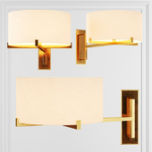 Restoration Hardware PAUILLAC DRUM SHADE SWING-ARM SCONCE Fabric shade and Brass