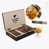 Cohiba cigars and whiskey with ice