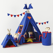 Wigwam Superman with cushions and basket