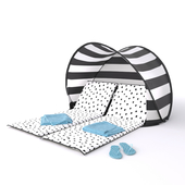 Chaise lounge with tent