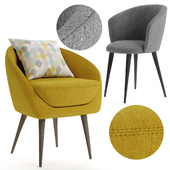 mustard armchair witn gray stool