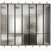 Вращающаяся металлическая перегородка с матовым рифленым стеклом/Swivel metal partition with frosted corrugated glass