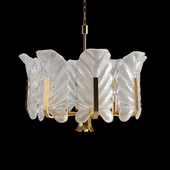 Chandelier Glass Leaves & Brass Chandelier by Carl Fagerlund for Orrefors