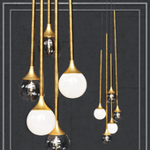 Pendant lamp Bullarum SS-5 gold clear glass and white shade