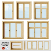 Set of wooden windows 2 + Designer