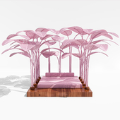 Pink Refuge Bed with Wooden Base by Marc Ange