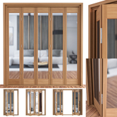 Slimfold Oak Marston Clear Glass Folding Door System