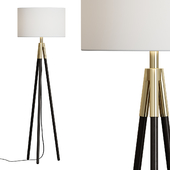 Crate & Barrel / Hyde Brass and Bronze Metal Tripod Floor Lamp