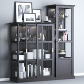 Ikea MALSJÖ Glass-door cabinets, black stained black stained.