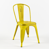 Distressed Yellow Metal Indoor Outdoor Stackable Chair