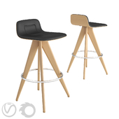 Potocco Italy Torso 837-AI bar stool in black leather and natural beech