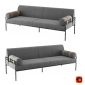 Benito 3 Seater Sofa, Marl Gray and Leather