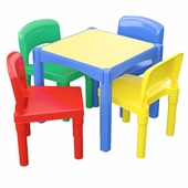 5 Piece Square LEGO Table with Chair Set