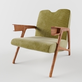 Pair of Armchairs in Moss Green Upholstery by Augusto Romano