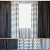 Curtains 39 | Curtains with Tulle | Reilly Gray Chevron and Ovington Gray