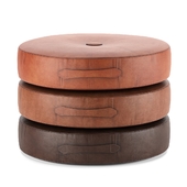 Saddle Color Leather Drum Stacking Cushion