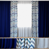 Curtains 58 | Curtains with Tulle | DIHIN HOME | Wavy Stripes Printed