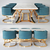 Modern luxury gold table+chair