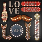 Lighted Metal sign. Set 18