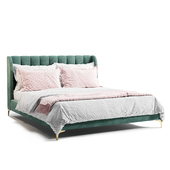 Life Interiors / Georgia Velvet King Bed (Emerald)