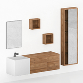 Bathroom furniture with washbasin and mirror
