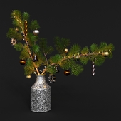 Christmas tree branches in a vase / Christmas Tree Branch in Vase