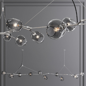 10-globe Branching Bubble Satin Nickel and Gray Glass