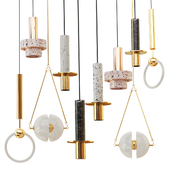 Set from four suspendeds chandeliers in modern style