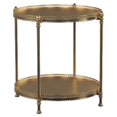 Jonathan Charles Home Round Light Brown Mahogany & Brass End Table