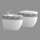 Bidet and Toilet Aet Oval white with lace decor