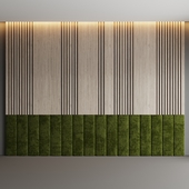 Декоративная стена из дерева и мягких панелей