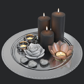 Dec Set Candles Tray and Glasses