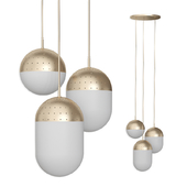 Pendant light woud gold set