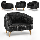 Wrinkled leather sofa black