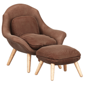 fredericia chair wood and leather